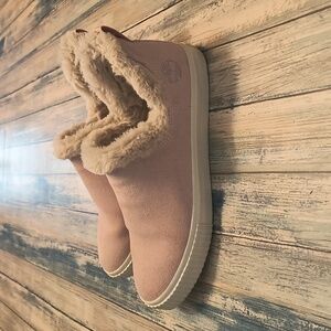 TIMBERLAND SKYLA BAY WOMEN'S PINK FUR SUEDE SLIP-ON SHOES Sz 9